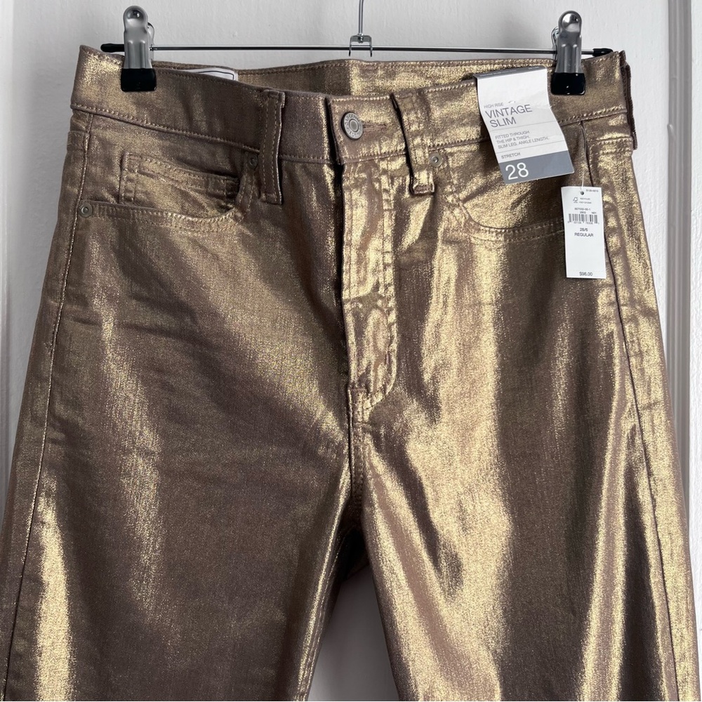 GAP NWT Metallic Gold Vintage Slim Jeans 28 - Picture 3 of 9